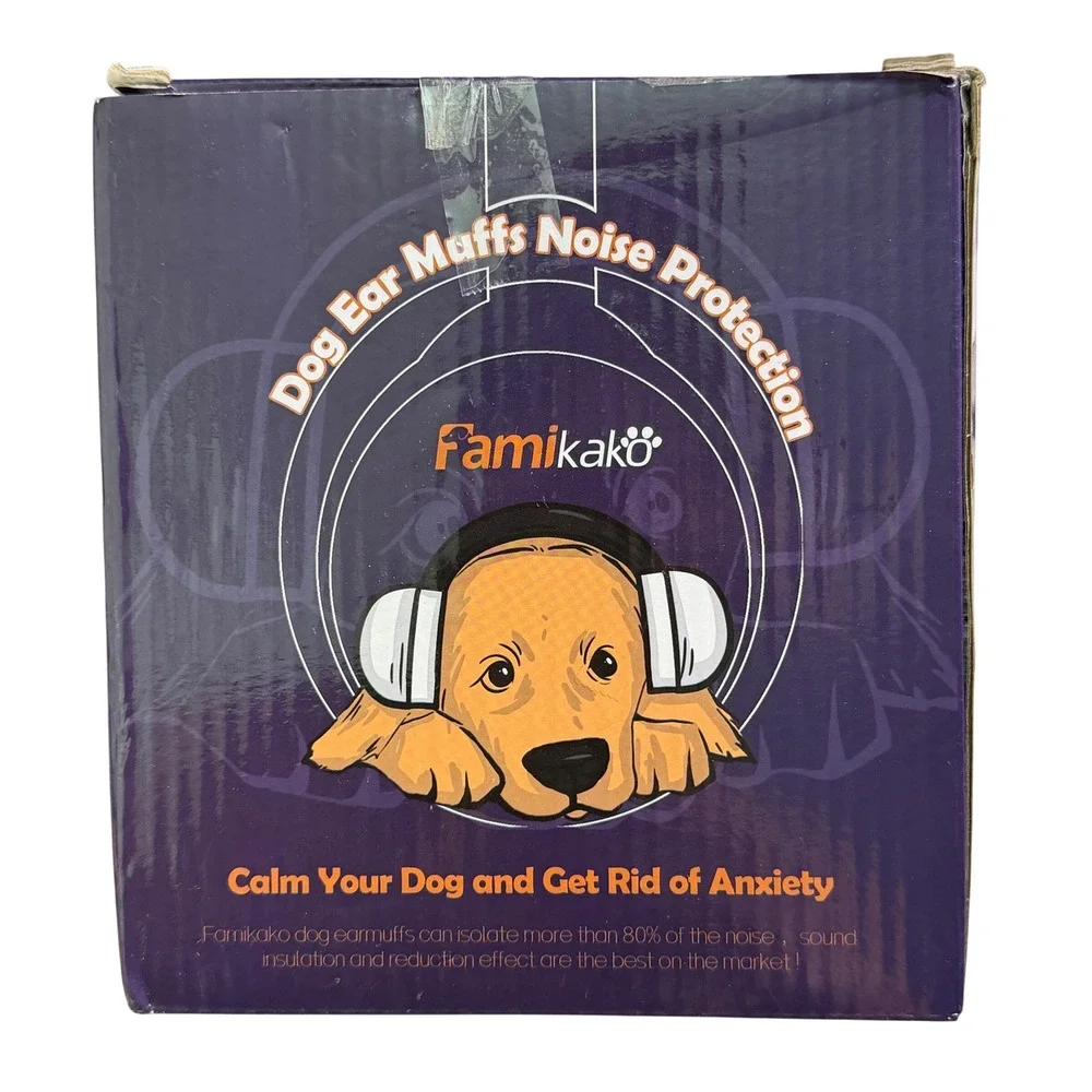 NIB Famikako 22dB NRR Dog Ear Muffs Noise Protection Blue Gray Large
